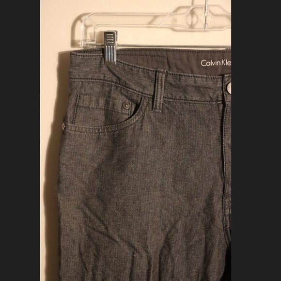 Calvin Klein Jeans light grey small fishbone design, long straight leg pants W34 - Picture 2 of 10